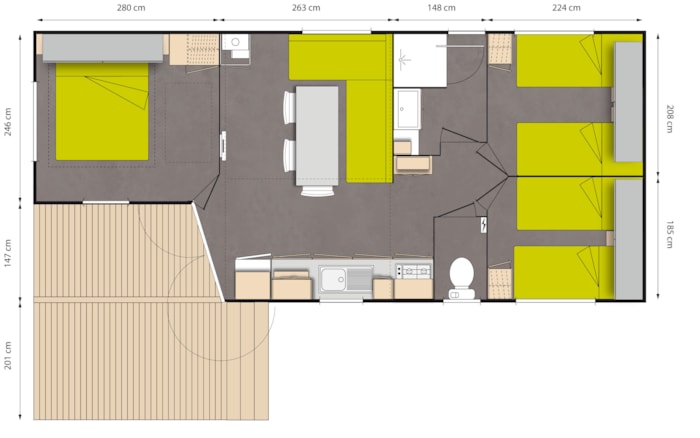 Premium Stella Maris 30M² - 3 Chambres - Climatisé