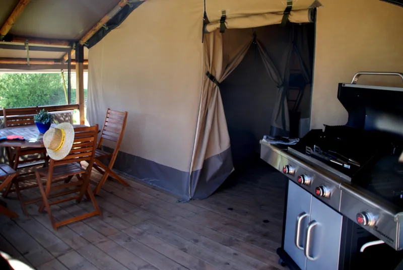 Tente Safari 30M² Confort 2 Chambres + Terrasse Couverte + Bbq