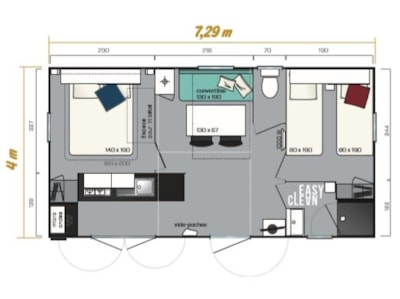 HomeFlower 26m² PREMIUM 2 bedrooms + Half-covered terrace + TV + air conditioner