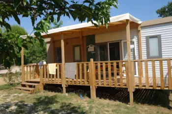 Mietunterkunft - Homeflower 26M² Premium 2 Zimmer + Halbüberdachte Terrasse + Tv + Klimaanlage - Flower Camping La Beaume