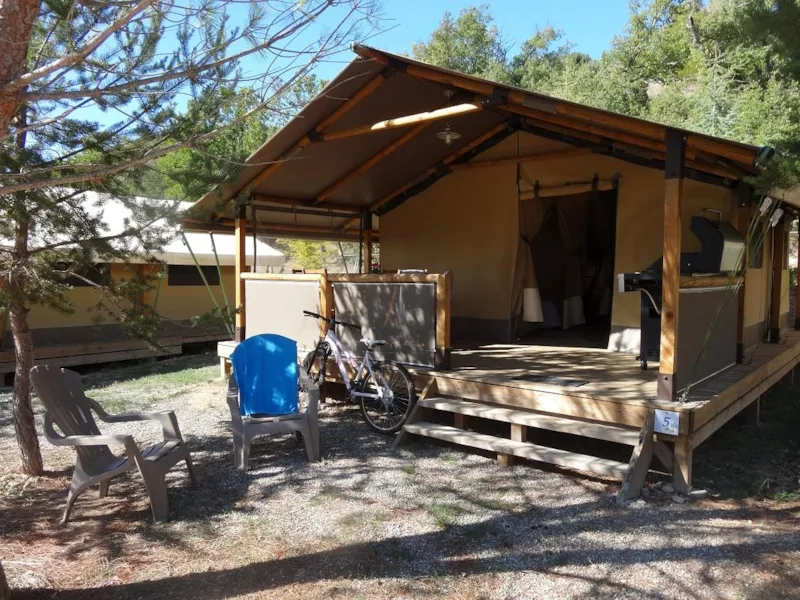 Tente Safari 30M² Confort 2 Chambres + Terrasse Couverte + Bbq