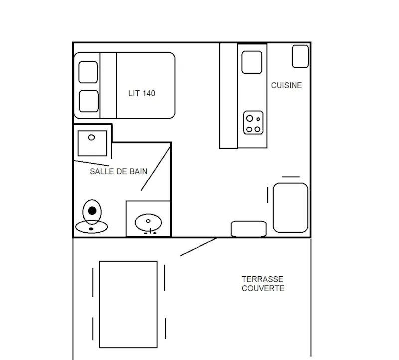 Studio Non Classé 18M² Confort 1 Chambre + Terrasse Semi-Couverte