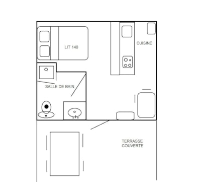 Apartment 18m² CONFORT 1 bedroom + Half-covered terrace
