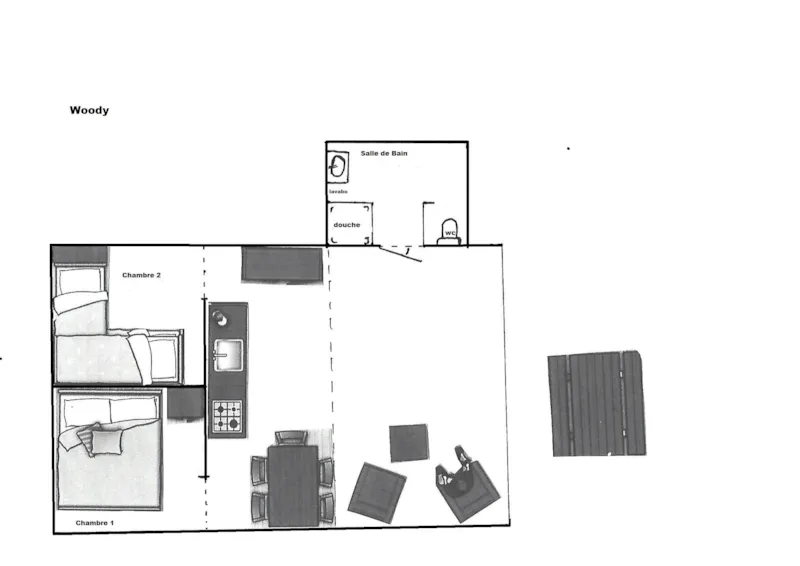 Woody Tente Glamping 2 Chambres (Salle D'eau Et Toilettes Privatives)