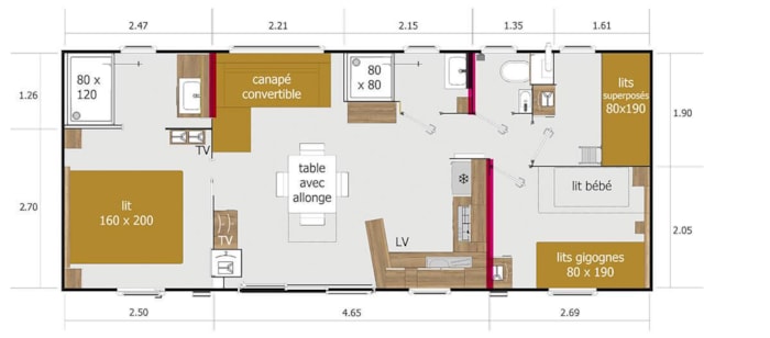 Mobil Home New Valley 39,5 M² - 3 Chambres - Clim