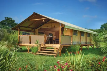 Mietunterkunft - Ciela Nature Lodge Zelt – 2 Schlafzimmer – Ausgestattete Küche – Badezimmer - Camping de la Liez