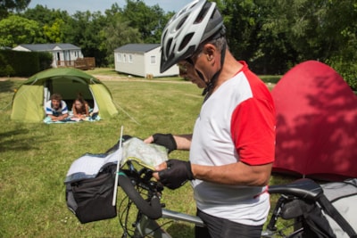 LOCATION: CYCLE/MOTORCYCLE/OR HIKER with tent