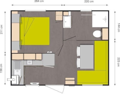 Mobile home Standard 18m² (1 bedroom) + TV +  terrace