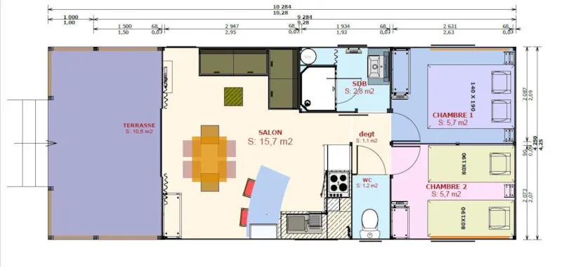 Sweetflower Sur Pilotis Confort 43M² (2 Chambres) + Terrasse Semi-Couverte De 11 M² + Tv