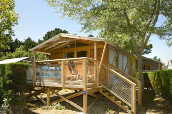 Mietunterkunft - Hütte Sweetflower Premium 43M² (2 Zimmer) ) + Halbüberdachte Terrasse 11M² + Tv + Bettwäsche - Flower Camping Le Bois d'Amour