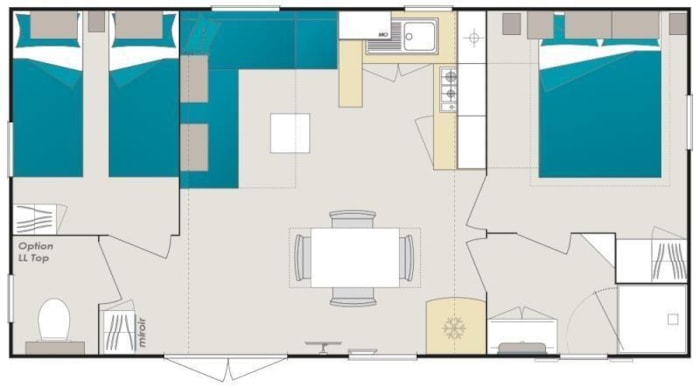 Mobil-Home Bois Premium 30M² (2 Chambres) + Clim + Terrasse + Tv + Draps Inclus