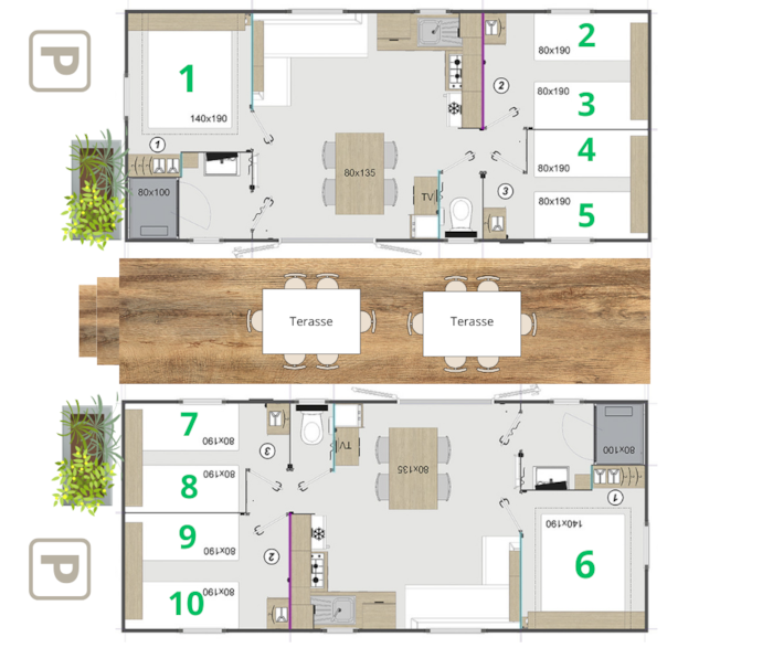 Lodge Twin 12Pers 6Ch 2Sdb