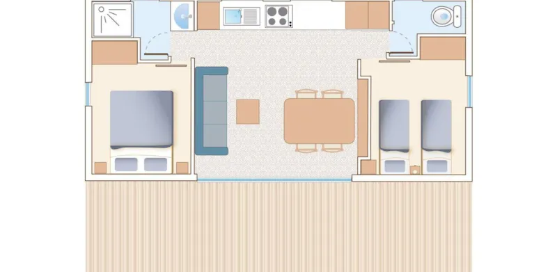 Mobil-Home 2 Chambres Premium (Clim + Plancha + Tv)
