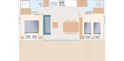 2-bedroom PREMIUM mobile home (air-conditioning + PLANCHA + TV)