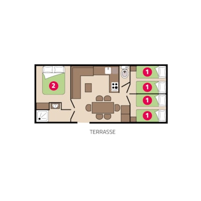 Family Mobile-home with air conditioning - 32 m² - 3 Bedrooms