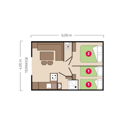 Palma mobile home with air conditioning 4 people - 23 m² - 2 bedrooms