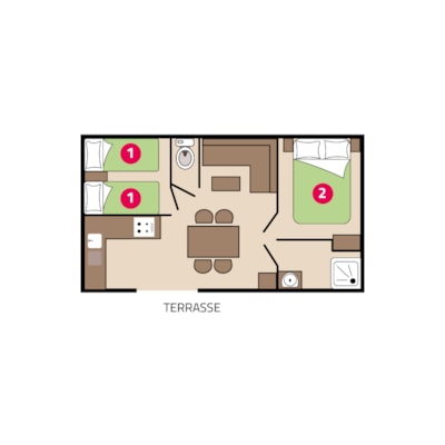 Mobil-home Bahia - 31m² - 2 bedrooms