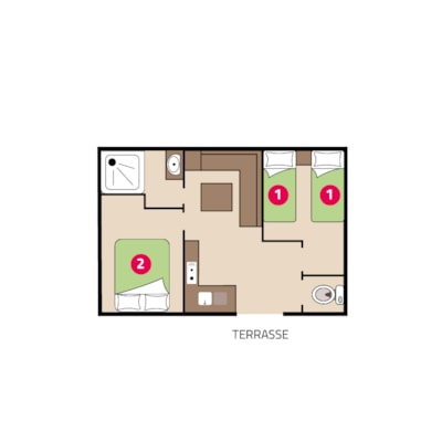 Mobil-home Riviera - 27m² -  2 bedrooms