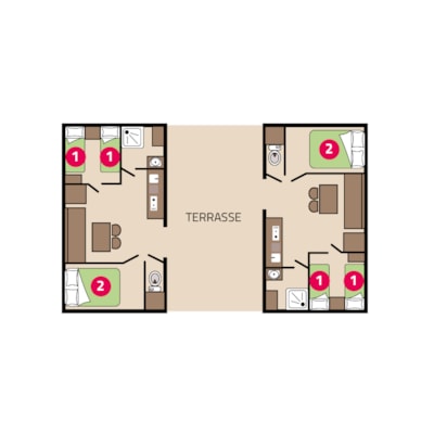 Tribu mobile home 8 people - 44 m² - 4 bedrooms