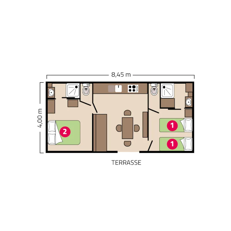 Mobil-Home Clim Suite Duo- 33M² - 2 Chambres