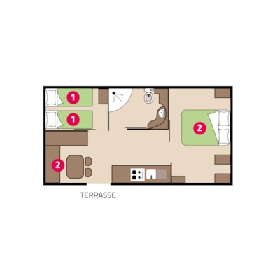 PMR mobile home - 32m² - 2 bedrooms