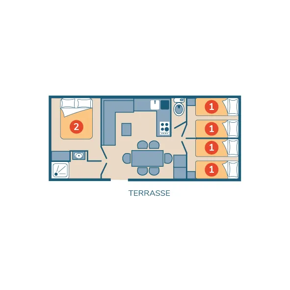 Mobil-Home Famille Clim - 32 M² - 3 Chambres