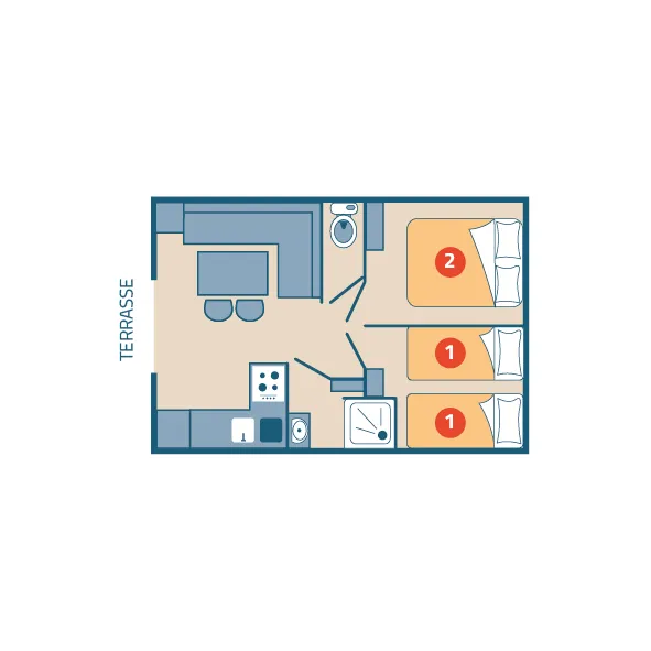 Mobil-Home Palma Clim 4 Personnes - 23 M² -2 Chambres