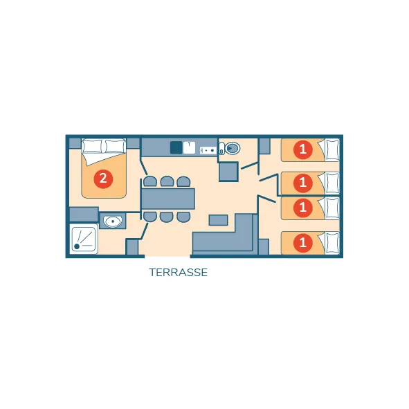Mobil-Home Famille Clim Éco - 34M² - 3 Chambres