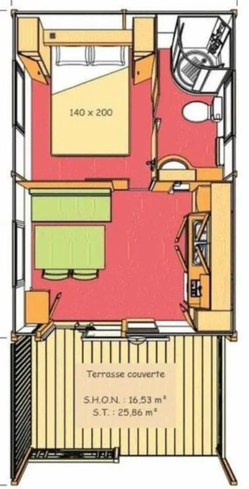 Location - Chalet Classique Figuier 1Ch - image n°4 - Camping Le Petit Bois Sites et Paysages