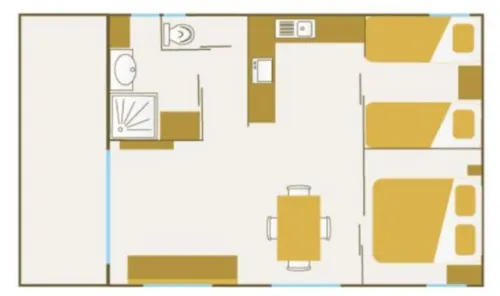 Location - Chalet Confort Cerisier 2Ch - image n°5 - Camping Le Petit Bois Sites et Paysages