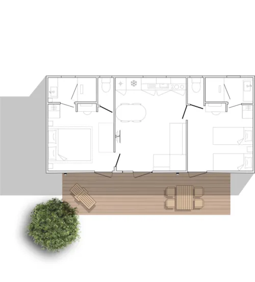 Accommodation - Cottage Privilège Buis 2Ch 2Sdb + Clim - image n°8 - Camping Le Petit Bois Sites et Paysages