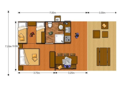 Lodge with sheltered terrace + private facilities 5 pers.