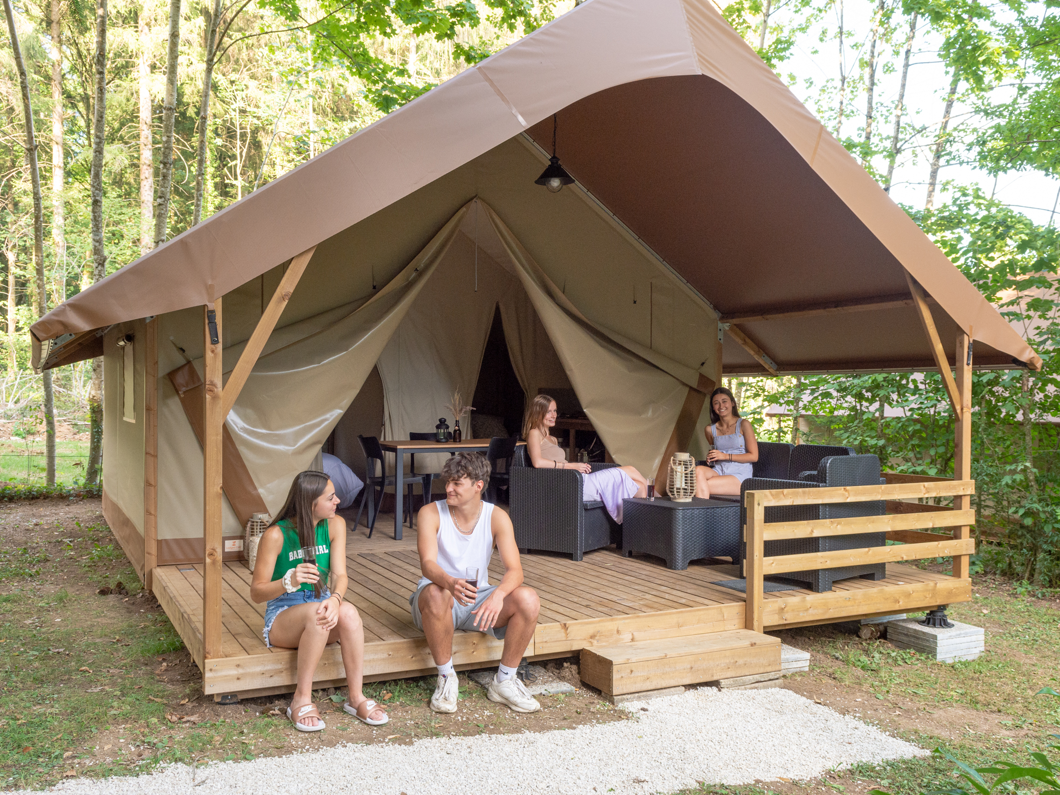 Accommodation - Wood Lodge - Nature  With Covered Terrace - Camping de la Forêt