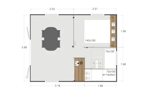 Mietunterkunft - Chalet Petit'home | 2 Schlafzimmer - image n°10 - Camping Les Chapelains