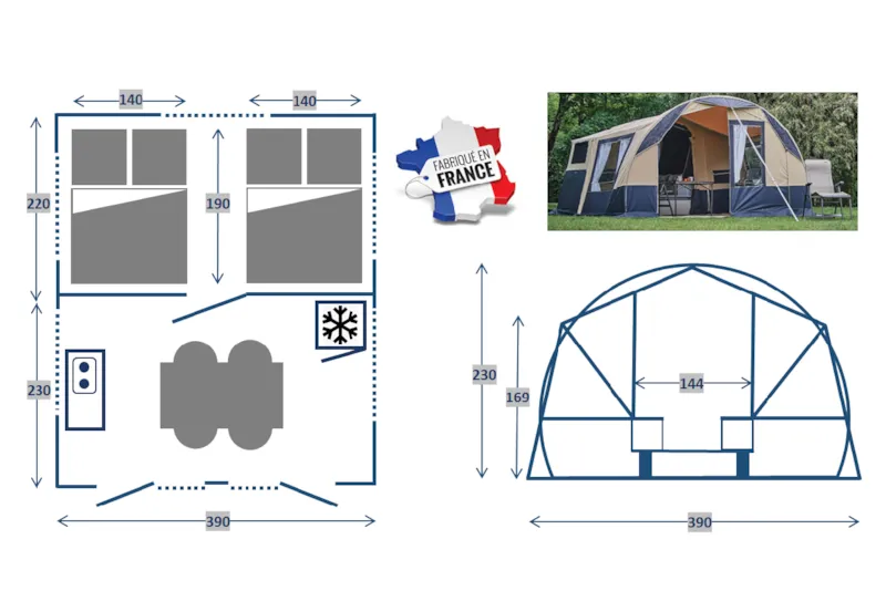 Caravane Pliante Toile La Française | 2 Chambres