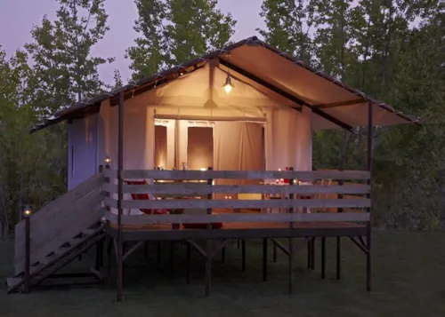 Mietunterkunft - Zelt Auf Stelzen (Gemeinsame Sanitäranlagen, Max. 6 Erwachsene) - image n°3 - Camping Mille Etoiles