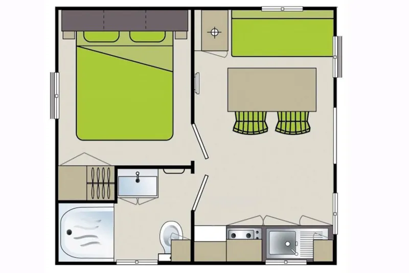 Mobil Home Eco 2 Chambres + Terrasse - Économique