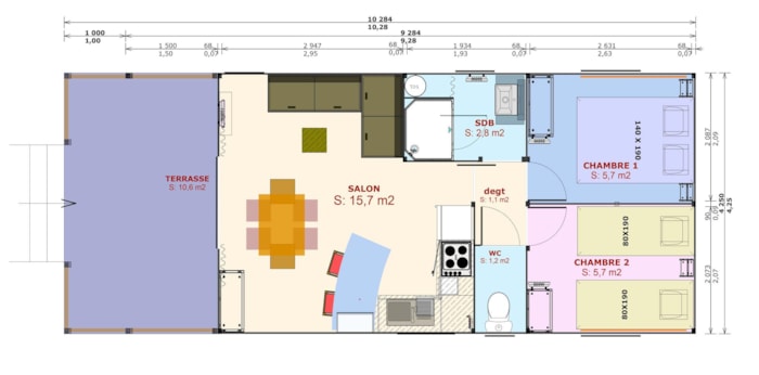 Chalet Lodge Premium Tv 43M² - 2 Chambres + Terrasse Couverte