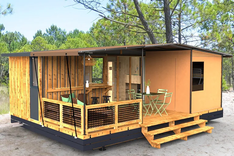 Location - Tiny Lodge 2 Chambres - Camping Bel Air Village Platin-Redoute