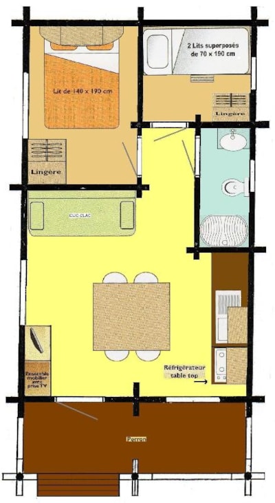 Chalet 30m² / 2 bedrooms - Half-covered terrace
