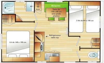 Mobile home 24 m² (twin beds)