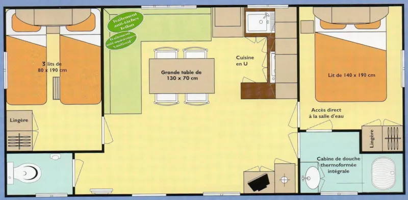 Mobil-Home 31M² (2 Chambres Fermées)
