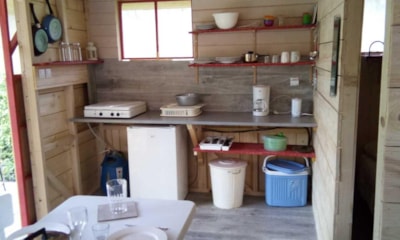 Wooden rental with wooden cladding: with terrace - AIR CONDITIONING Equipped with two bedrooms for 4