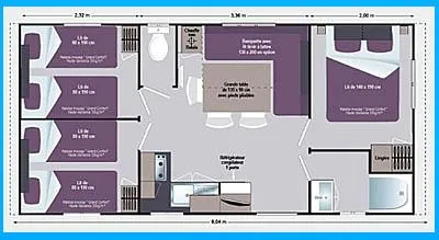 Mietunterkunft - Mobilheim Super Titania 32 M² - 3 Schlafzimmer - image n°6 - Camping BEAUME GIRAUD