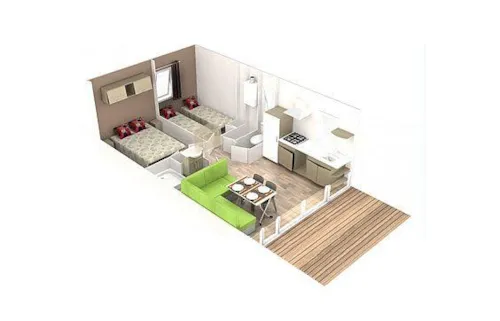 Mietunterkunft - Mobilheim Trigano 33 M² - 2 Schlafzimmer - image n°6 - Camping BEAUME GIRAUD