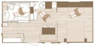 Mobile-home 2 bedrooms adapted to the people with reduced mobility