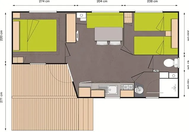 Mobil Home Gamme Confort – 2 Ch – 4 Pers