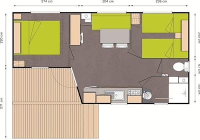 Mobile-home Comfort range - 2 bedrooms - 4 people