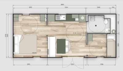 Premium range mobile home for people with reduced mobility – 2 bedrooms – 6 people
