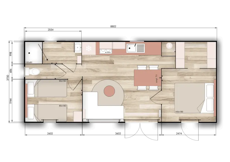 Mobil Home Gamme Privilège – 2 Ch – 6 Pers